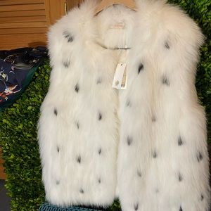 NWT! Tory Burch White Beverly Fox Fur Vest XL